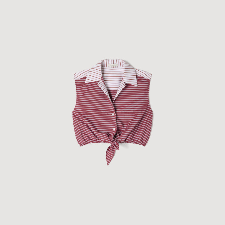 Camisa corta de algodón a rayas