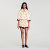 Camisa corta bordada con flores