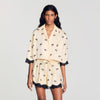 Camisa corta bordada con flores