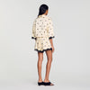 Camisa corta bordada con flores