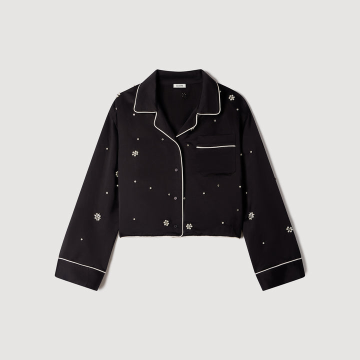 Camisa bordada con perlas y strass