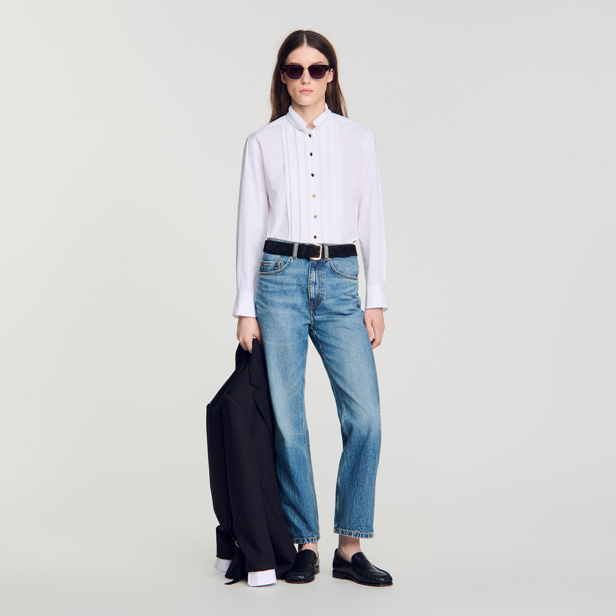 Camisa plisada con cuello origami