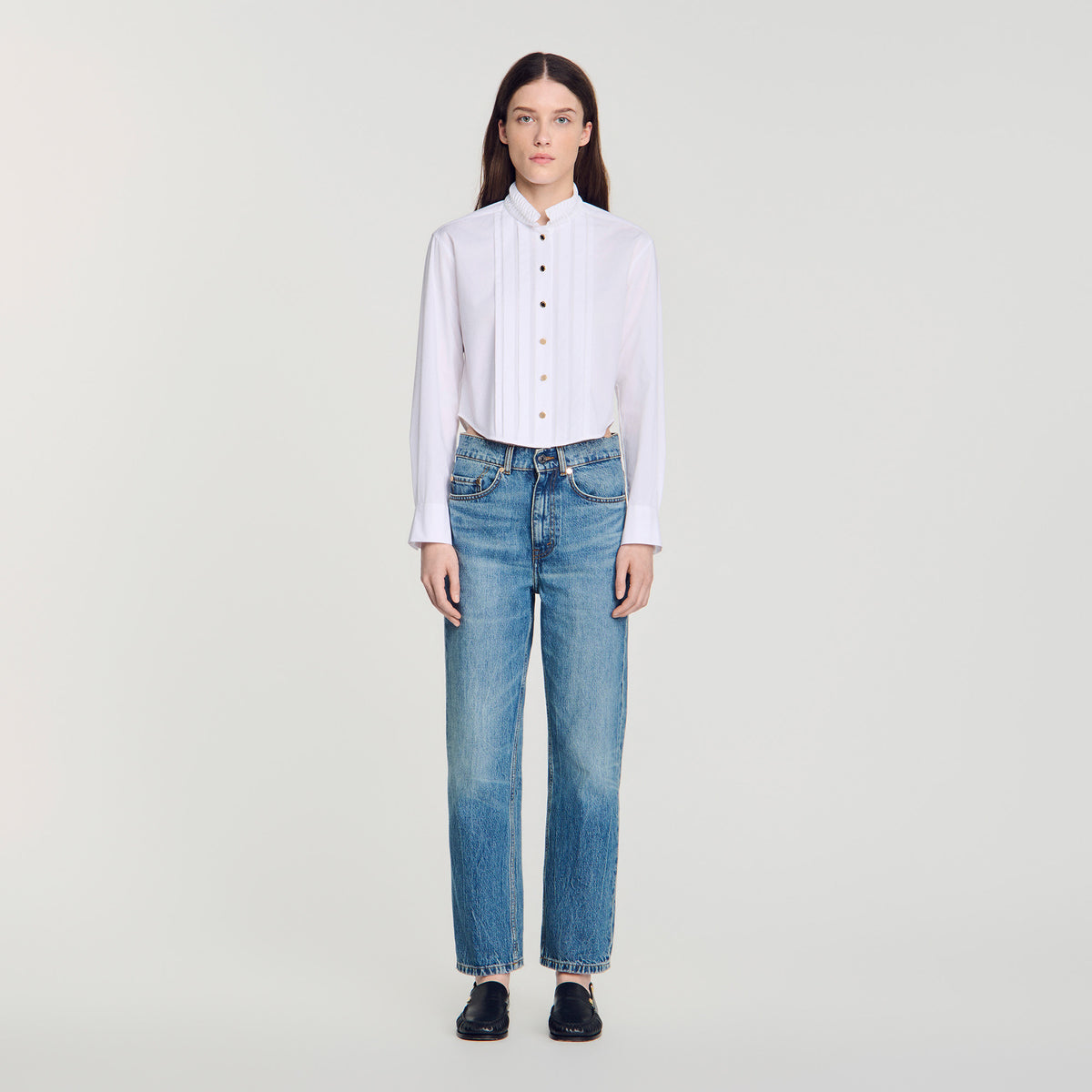 Camisa plisada con cuello origami