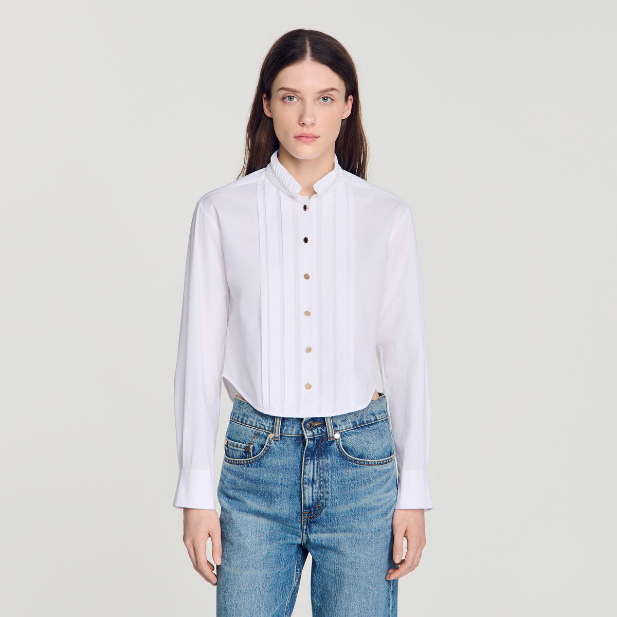 Camisa plisada con cuello origami