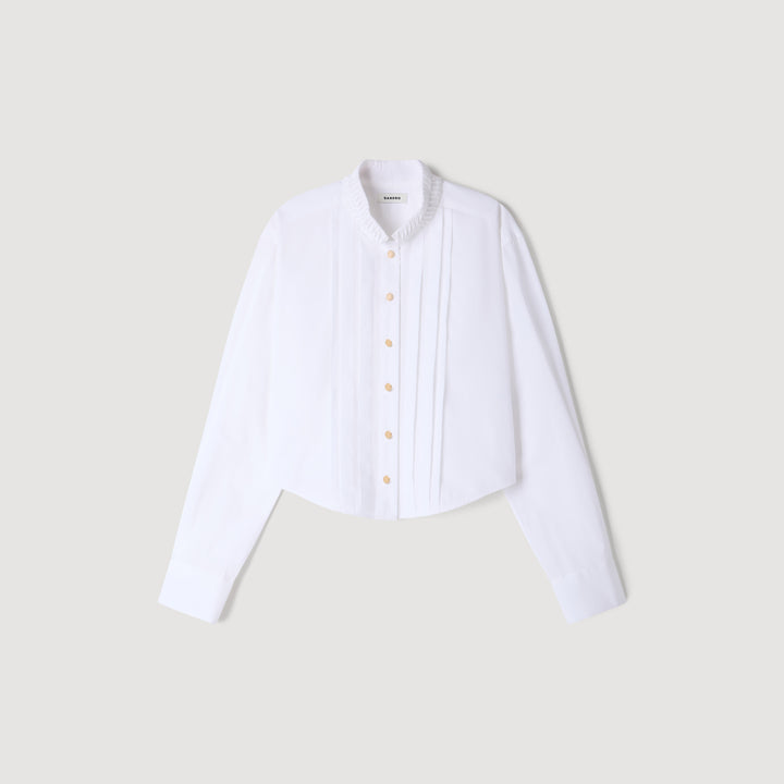 Camisa plisada con cuello origami