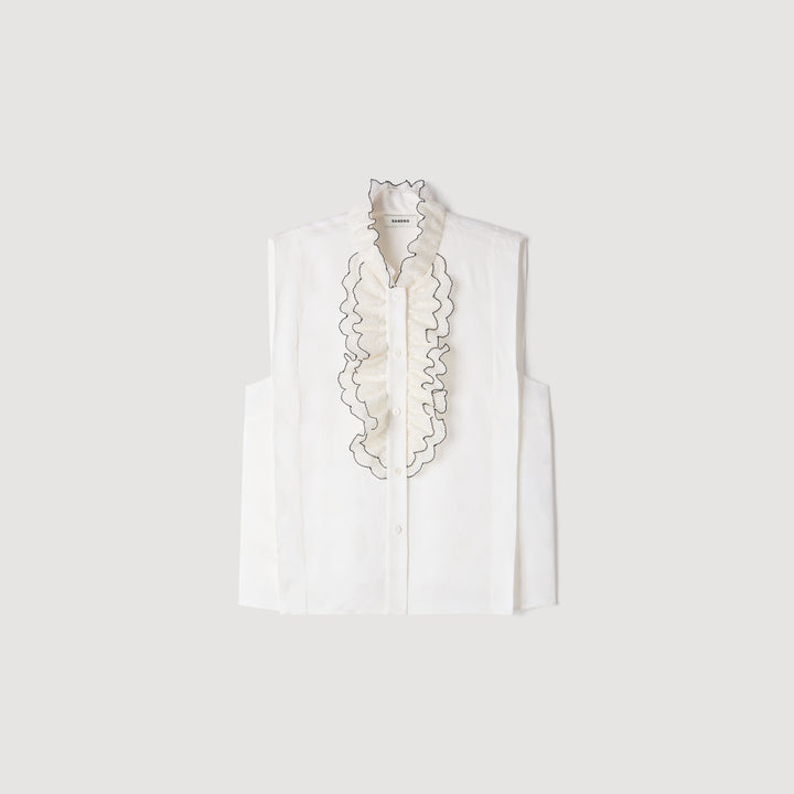 Camisa con cuello de volantes