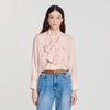 Camisa a rayas con cuello lazo