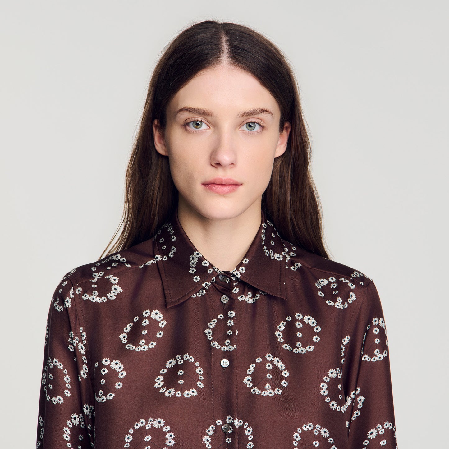 Camisa de seda con estampado floral