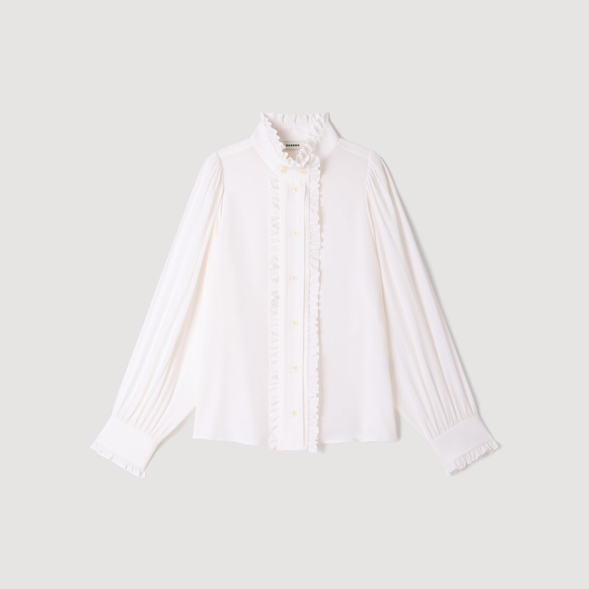 Camisa de seda con cuello fruncido