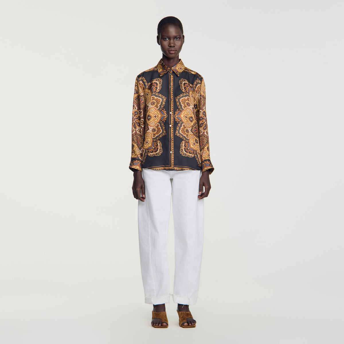 Camisa de seda estampado pañuelo
