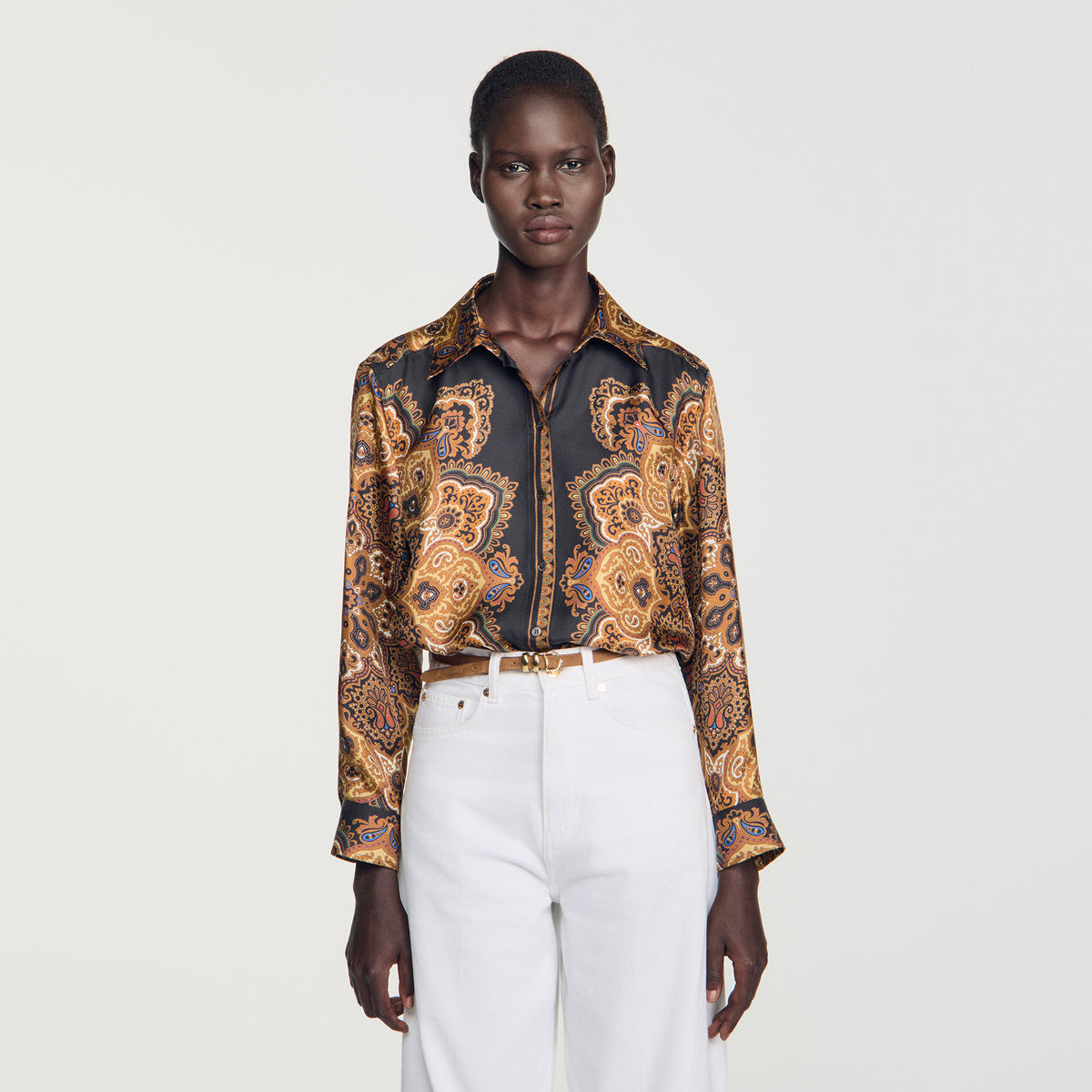 Camisa de seda estampado pañuelo