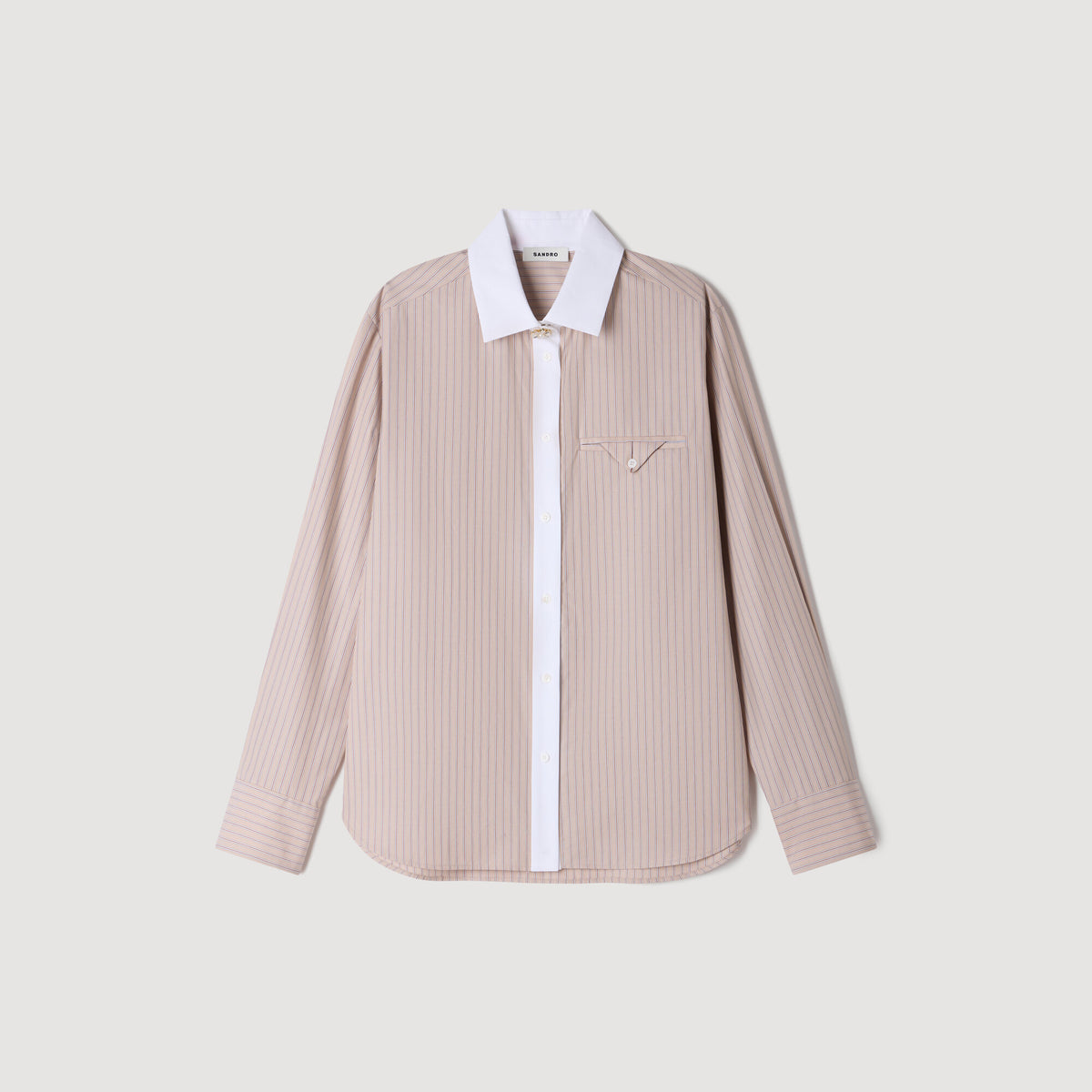 Camisa a rayas cuello a contraste