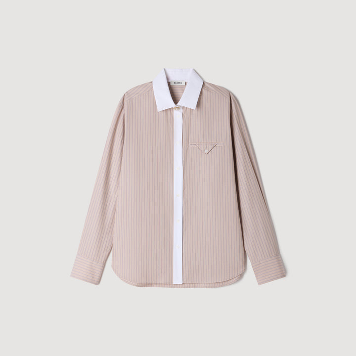 Camisa a rayas cuello a contraste