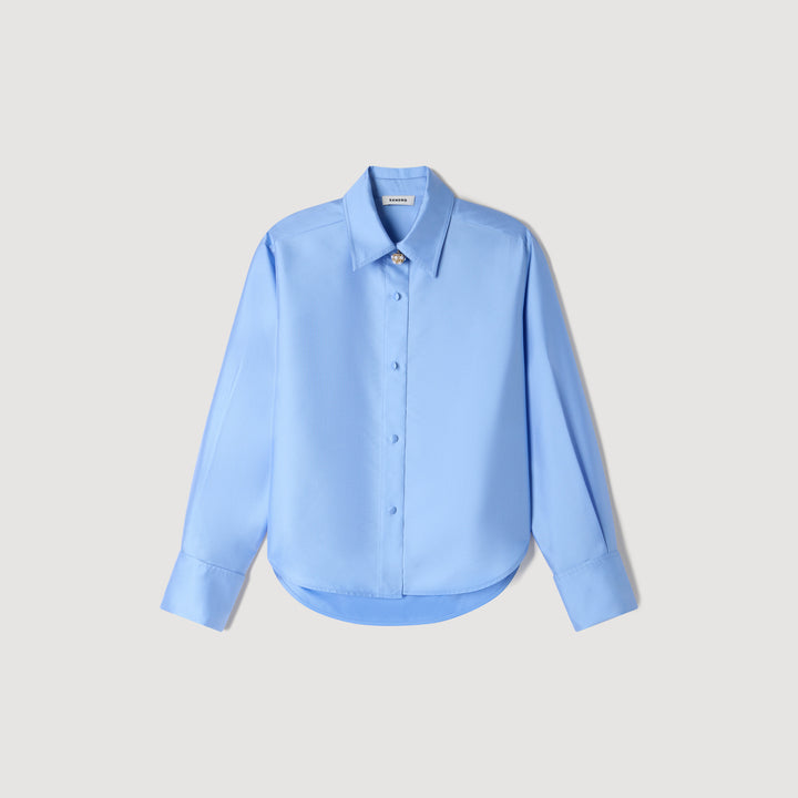 Camisa satinada con detalle joya