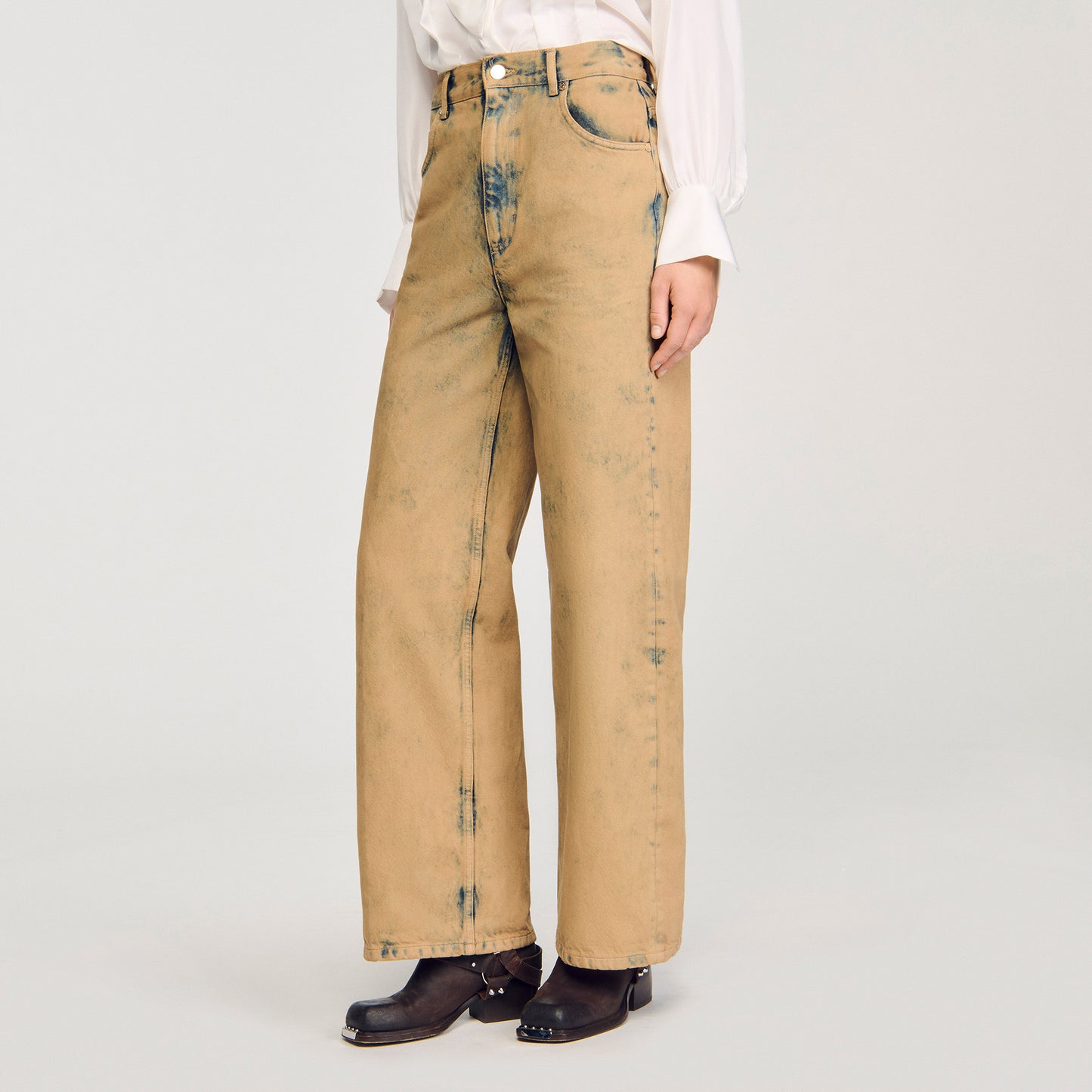 Vaquero ancho desteñido