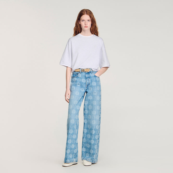 Vaquero ancho con estampado floral