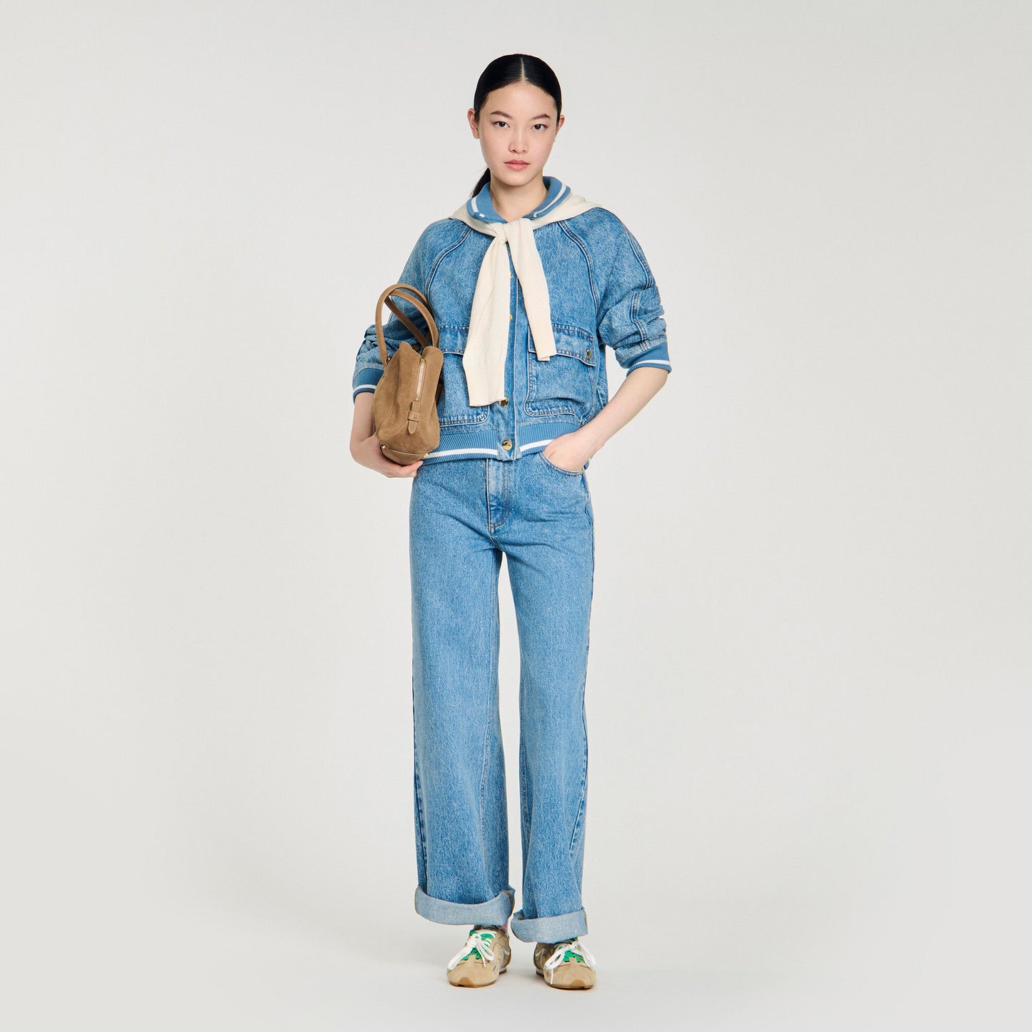 Vaquero ancho recto desteñido