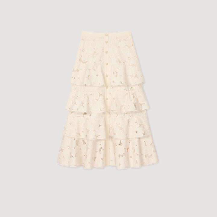 Falda larga con volantes