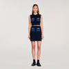 Falda corta de punto y denim