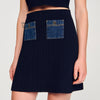 Falda corta de punto y denim