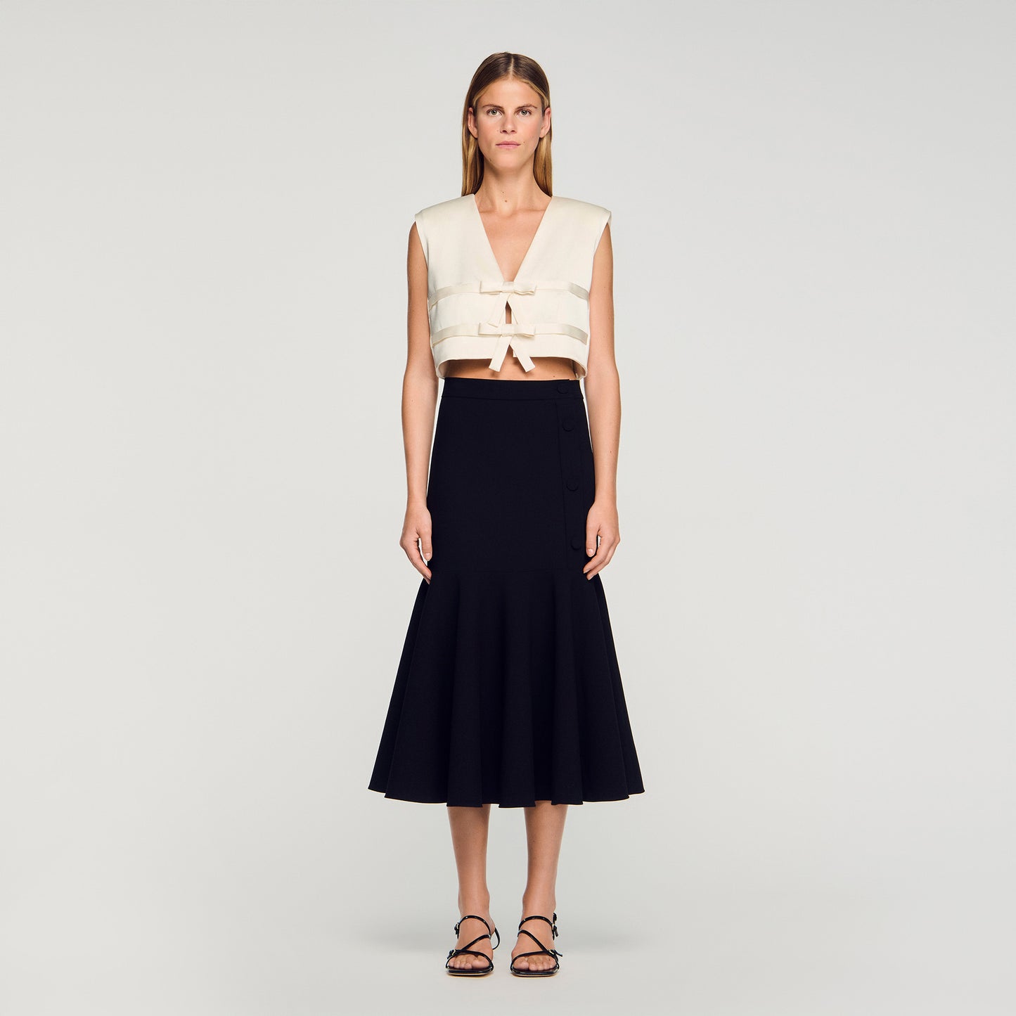 Falda larga con volantes