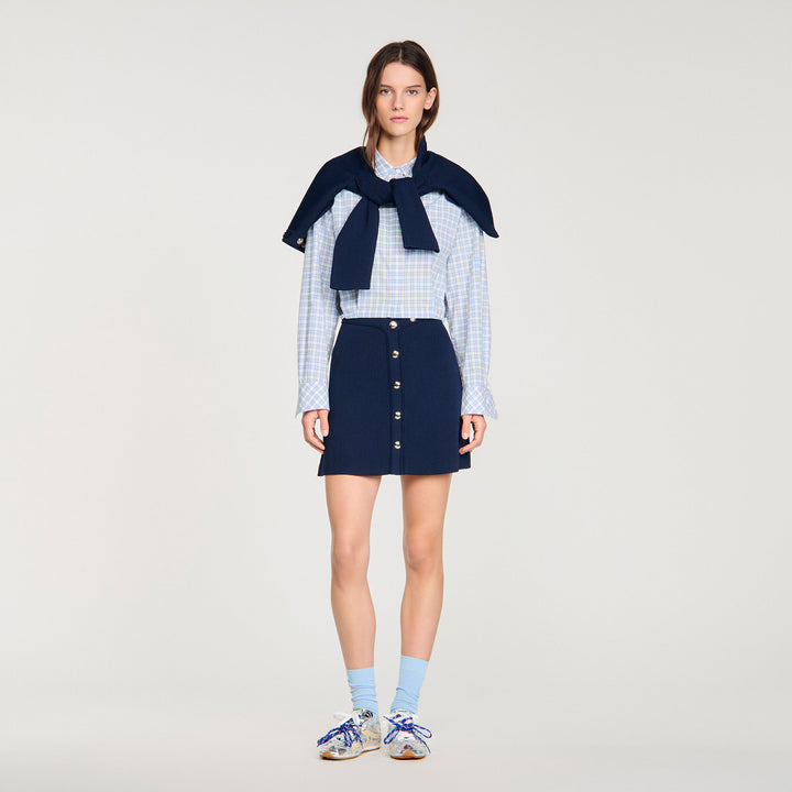 Falda corta de canalé con presiones