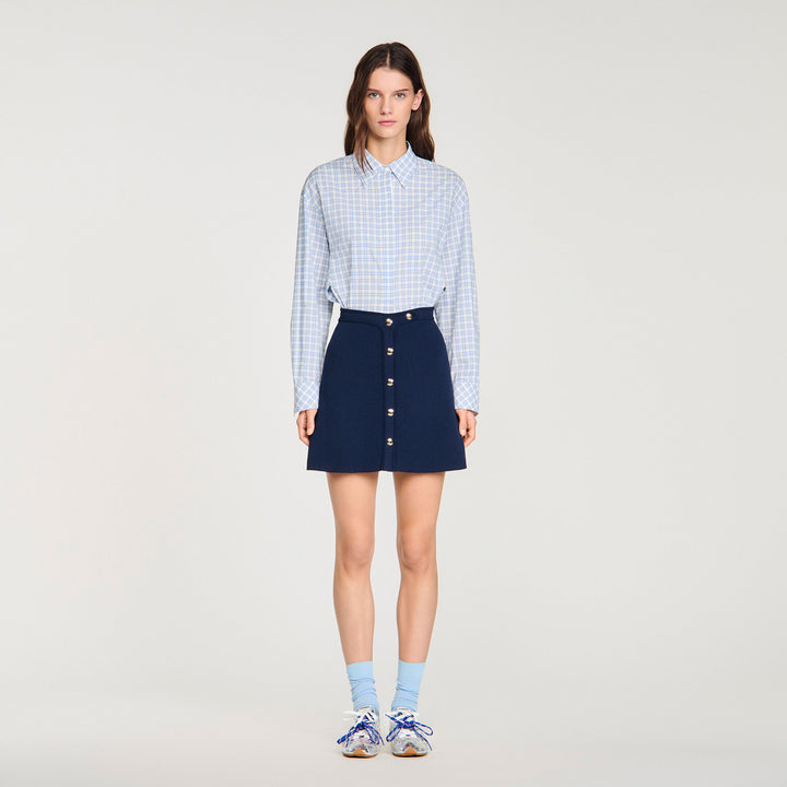 Falda corta de canalé con presiones