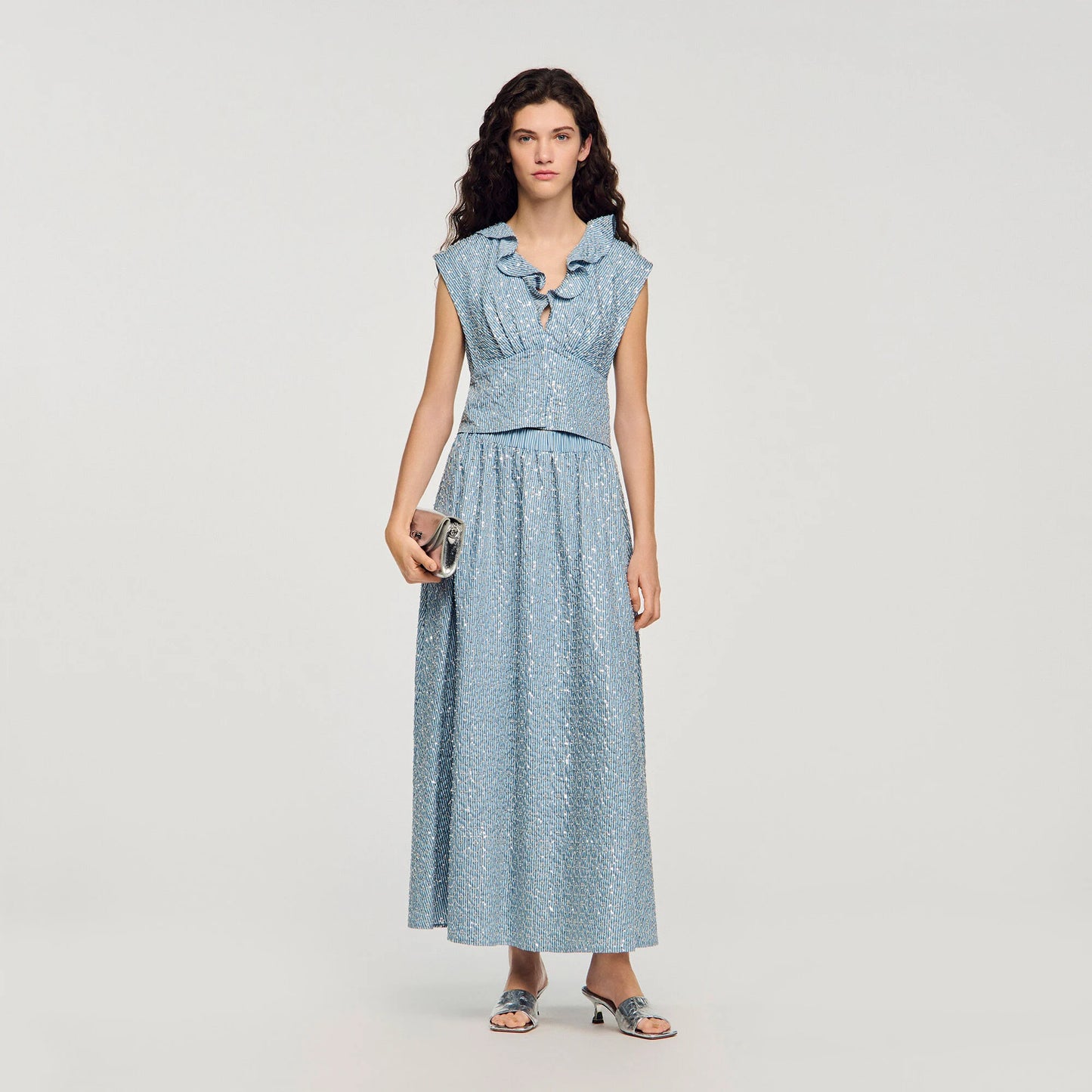 Falda larga de lentejuelas