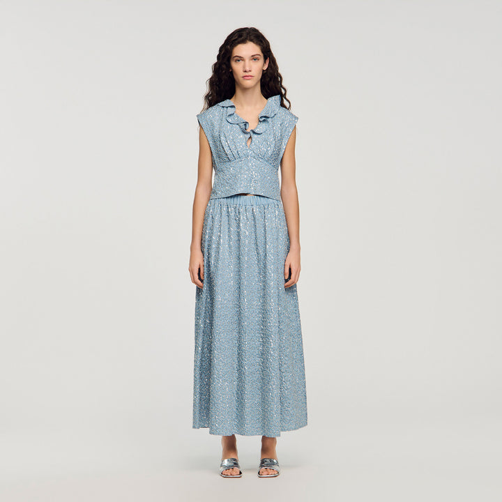 Falda larga de lentejuelas