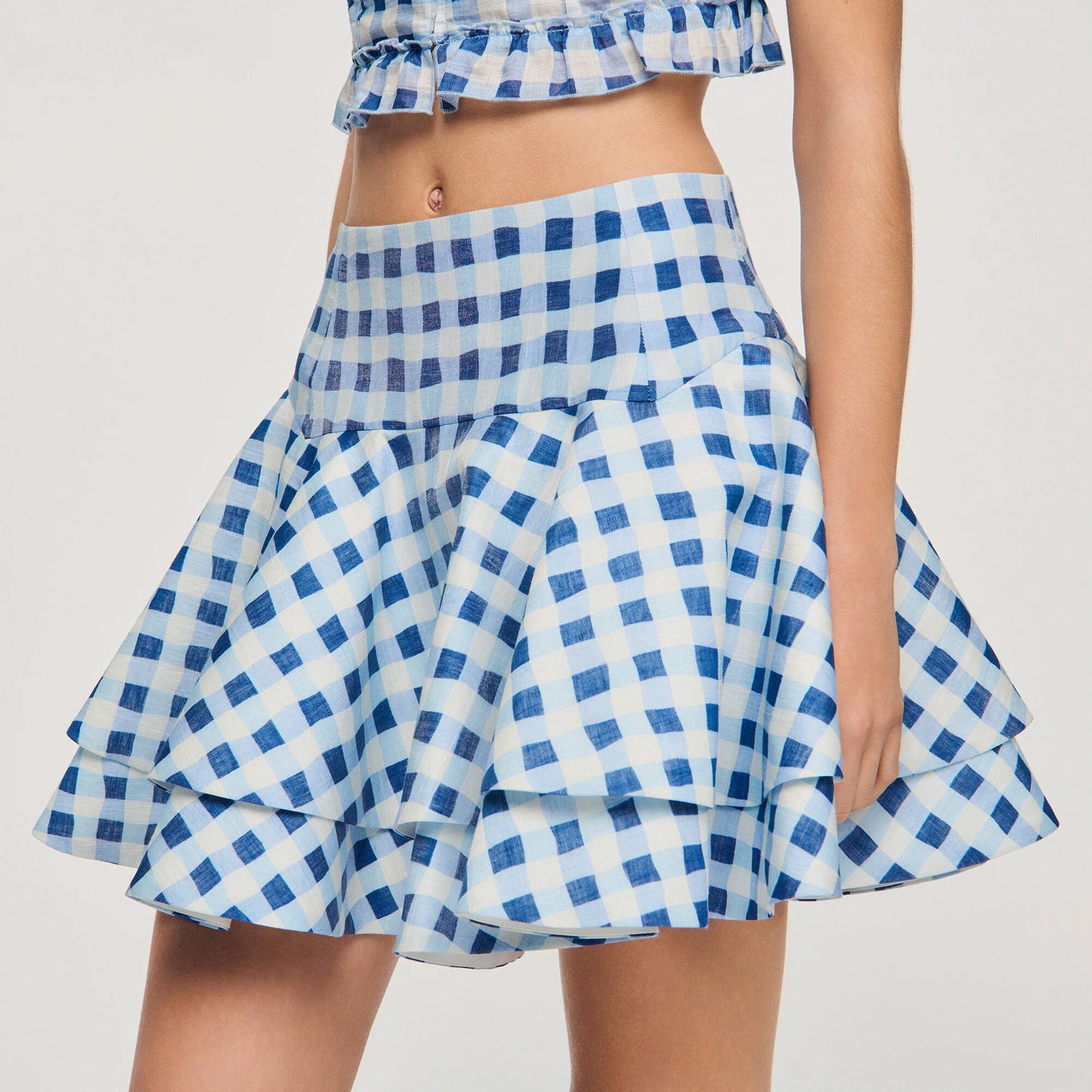 Falda corta de lino vichy