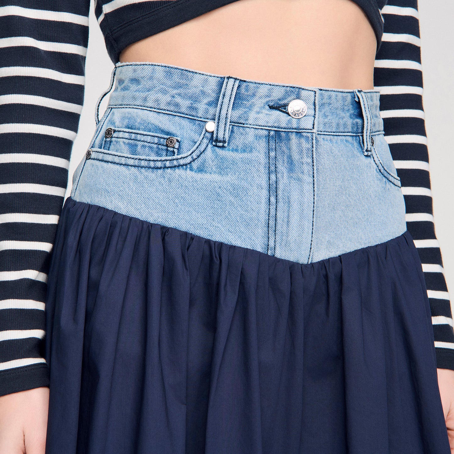 Falda larga bimaterial