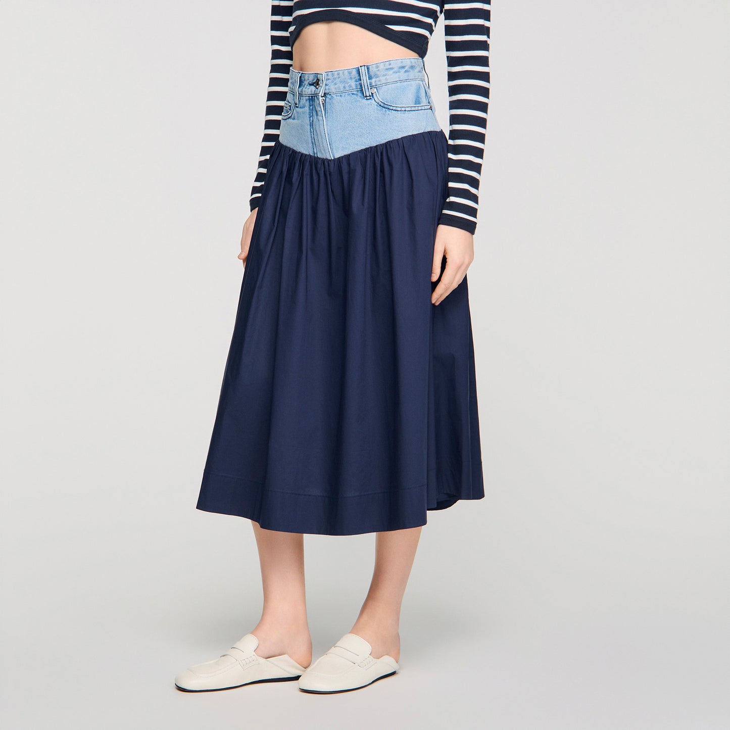 Falda larga bimaterial