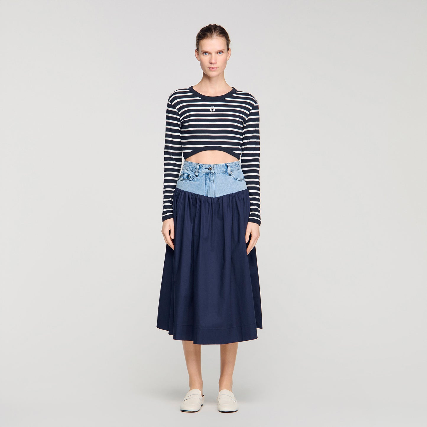 Falda larga bimaterial