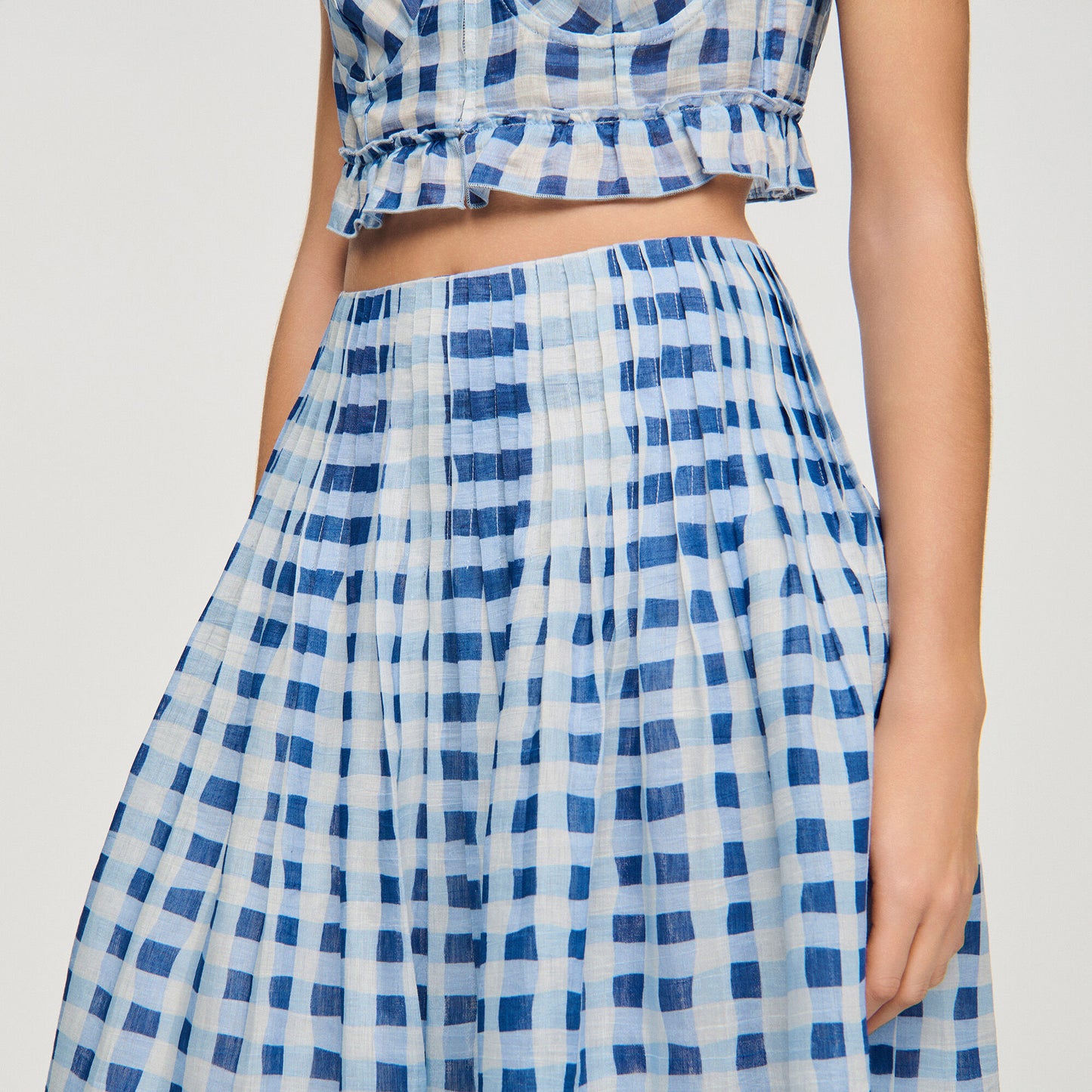 Falda larga vichy de lino