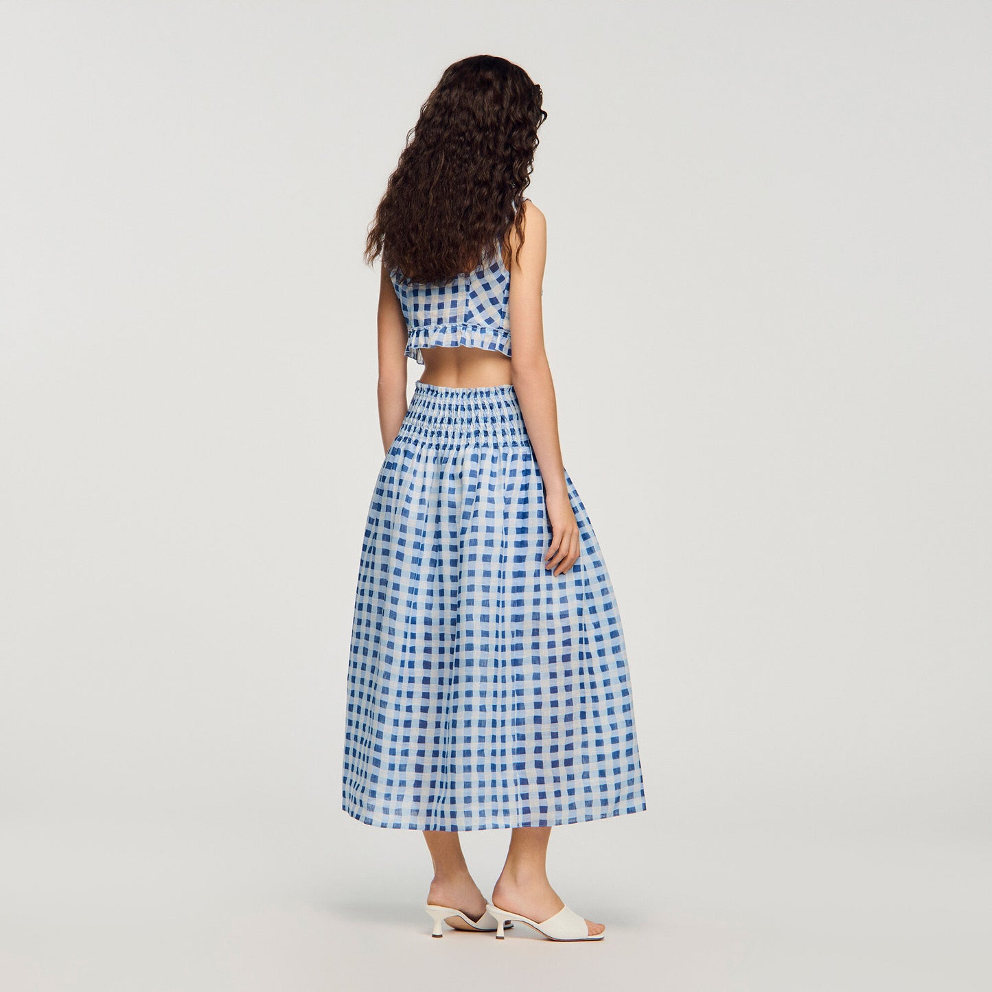 Falda larga vichy de lino