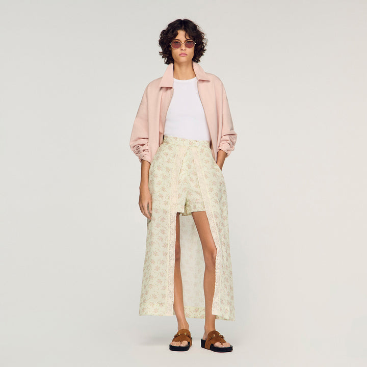 Falda pantalón larga de flores