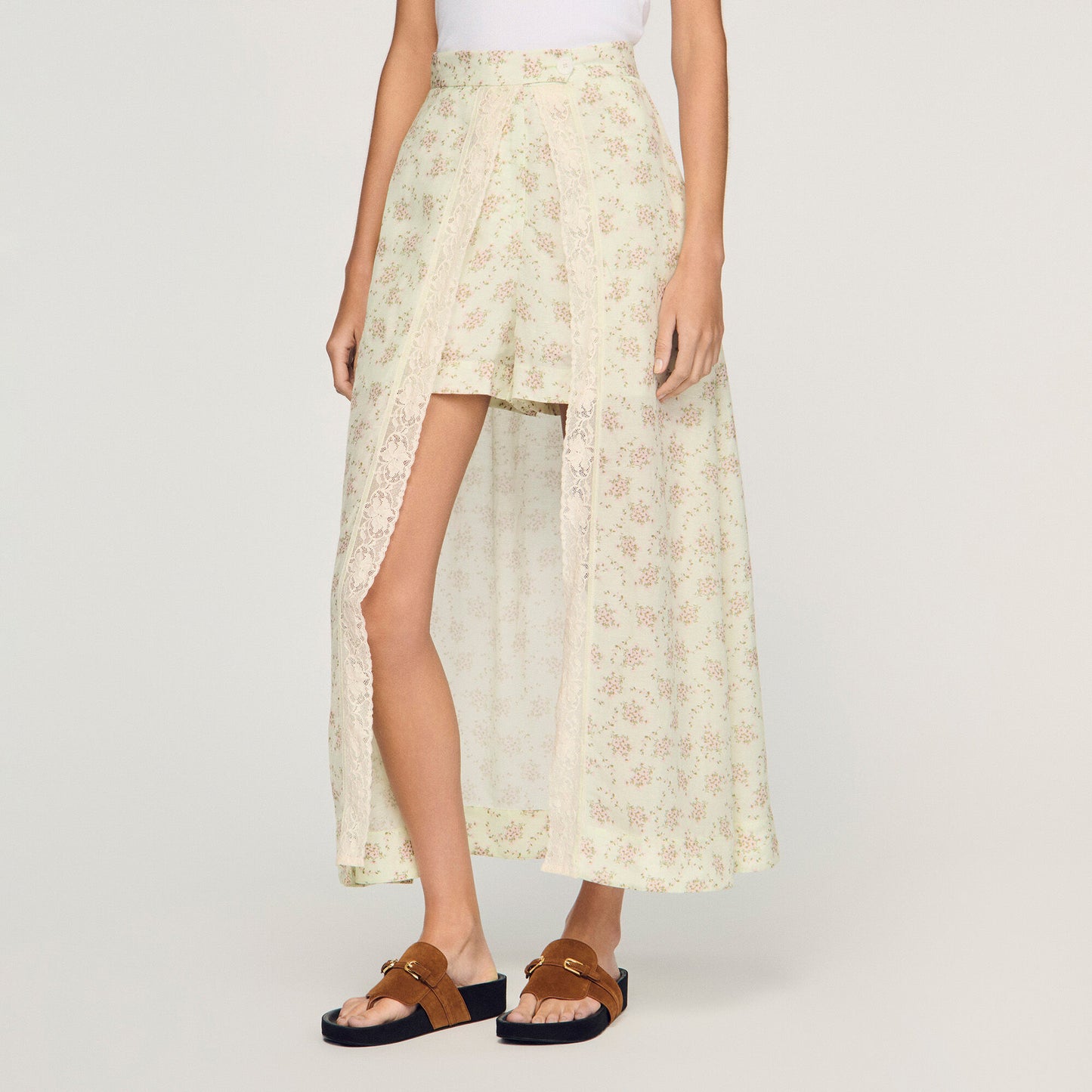 Falda pantalón larga de flores