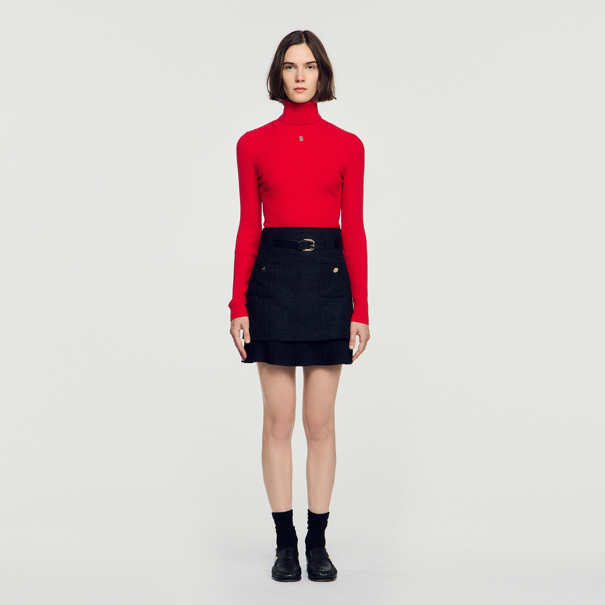 Falda de tweed 2 en 1