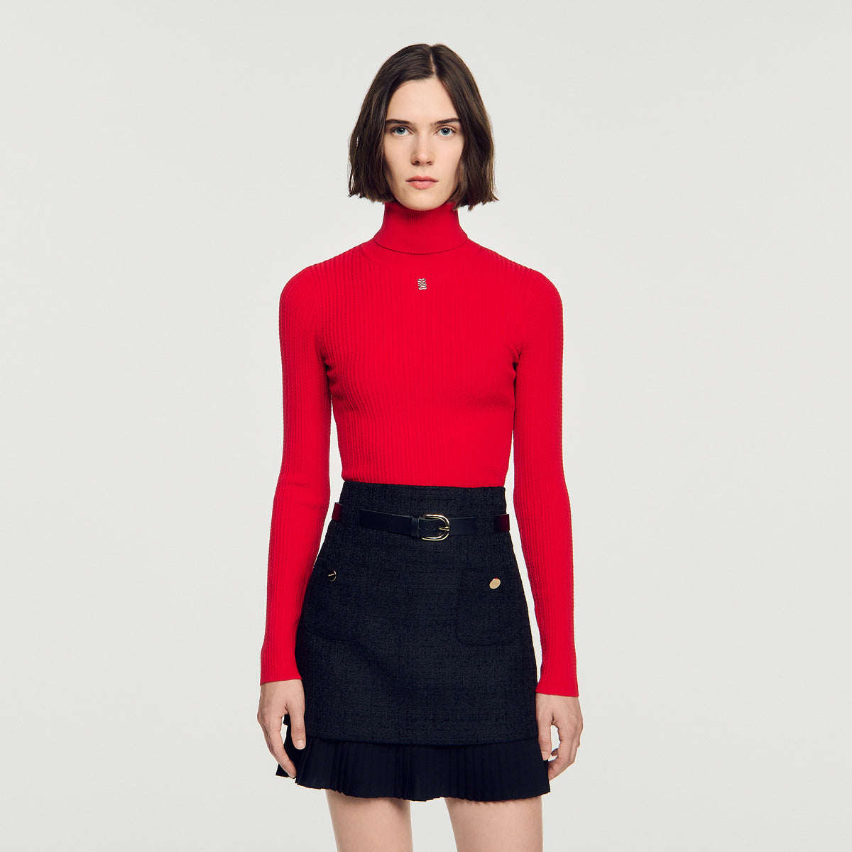 Falda de tweed 2 en 1