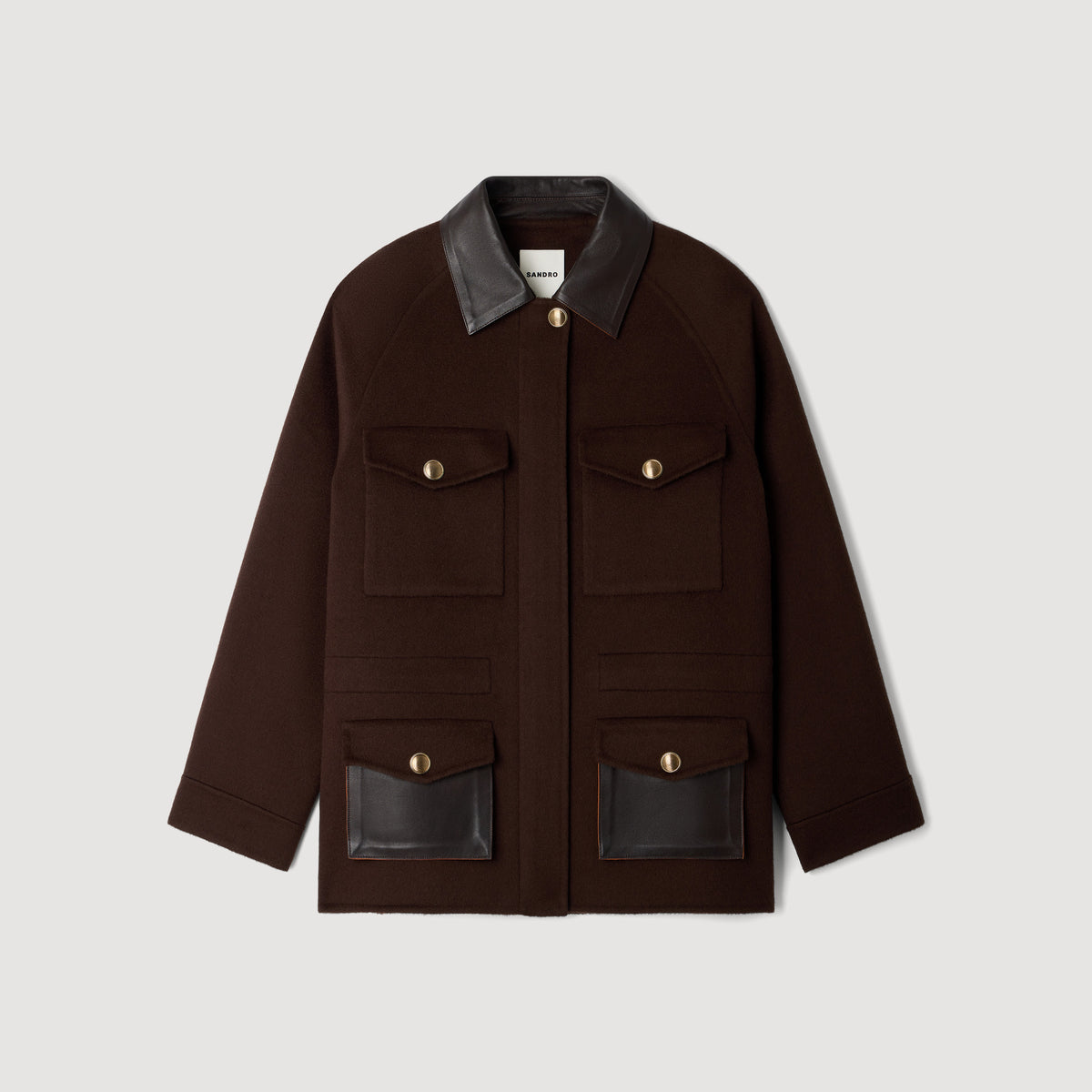 Abrigo doble faz cuello de cuero