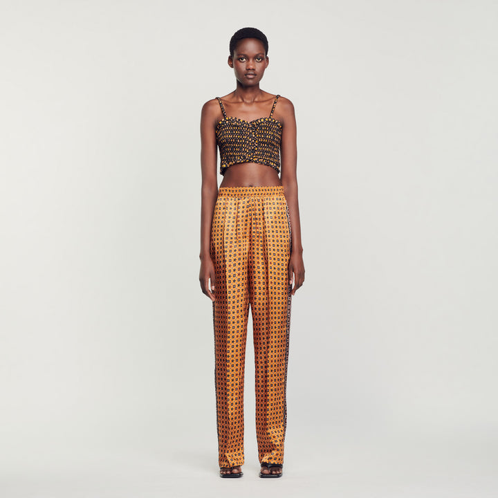 Pantalón satinado estampado