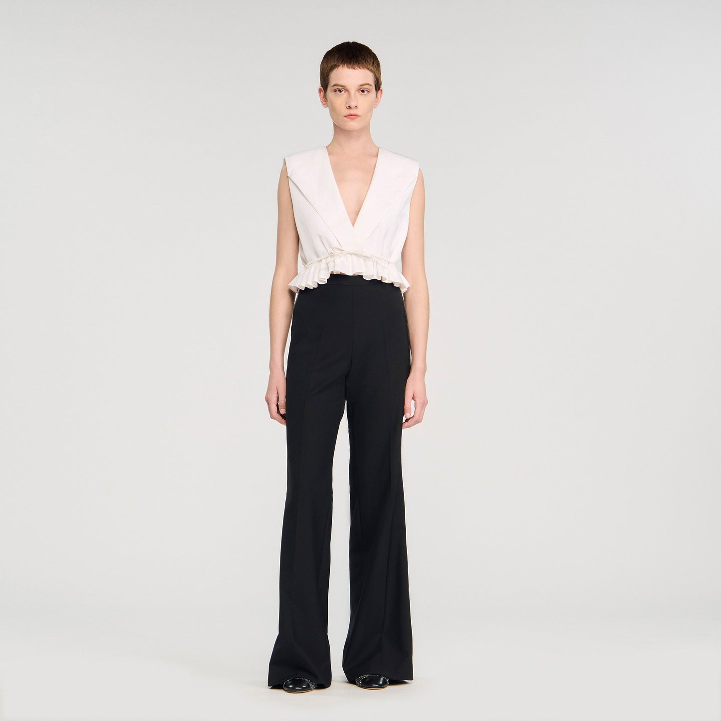 Pantalón de traje banda satinada