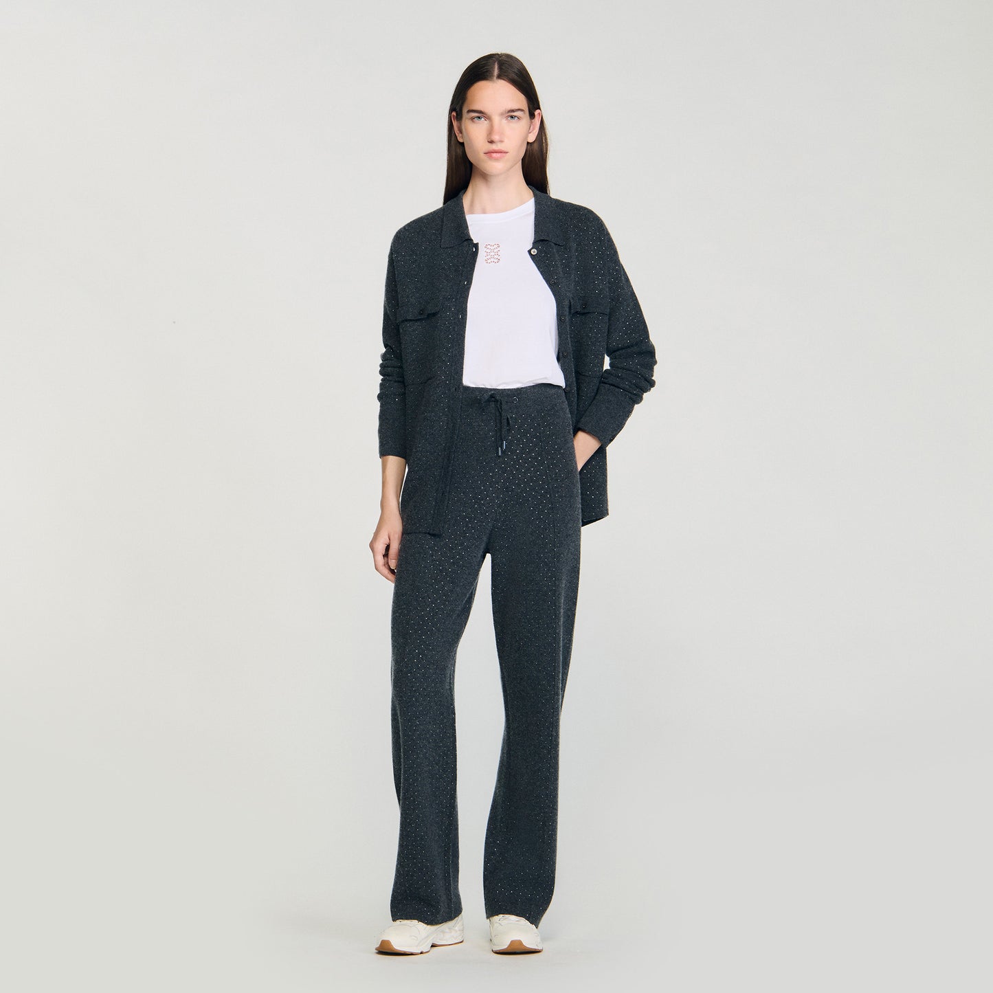 Pantalón de punto con strass