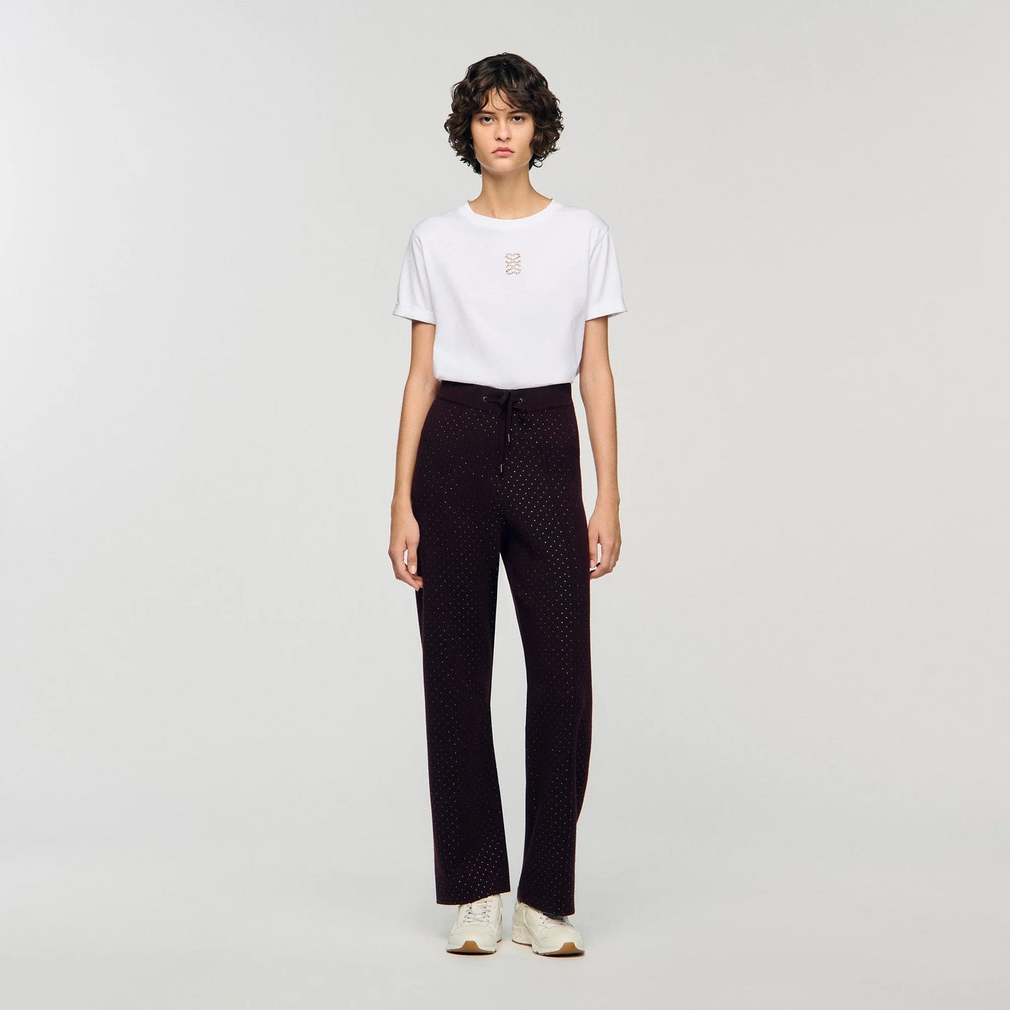 Pantalón de punto con strass