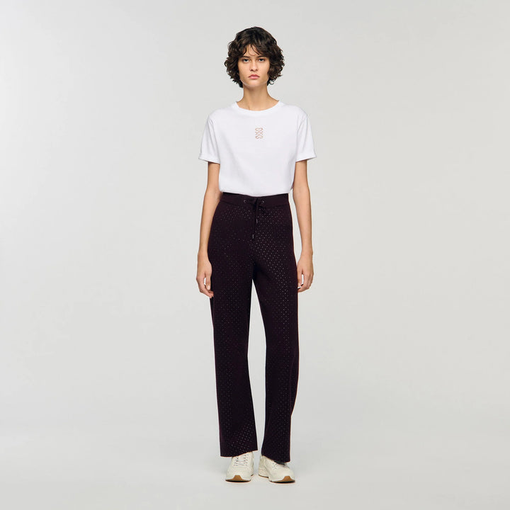 Pantalón de punto con strass