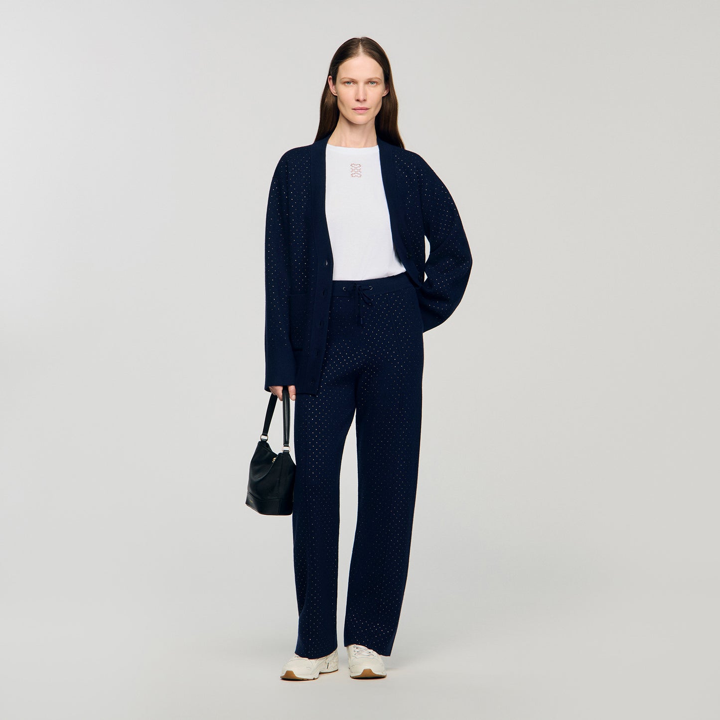 Pantalón de punto con strass