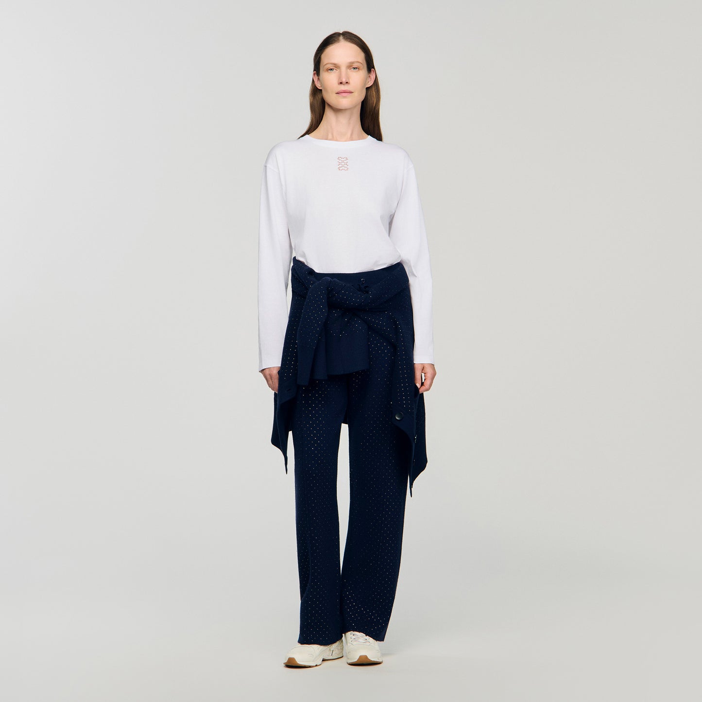 Pantalón de punto con strass