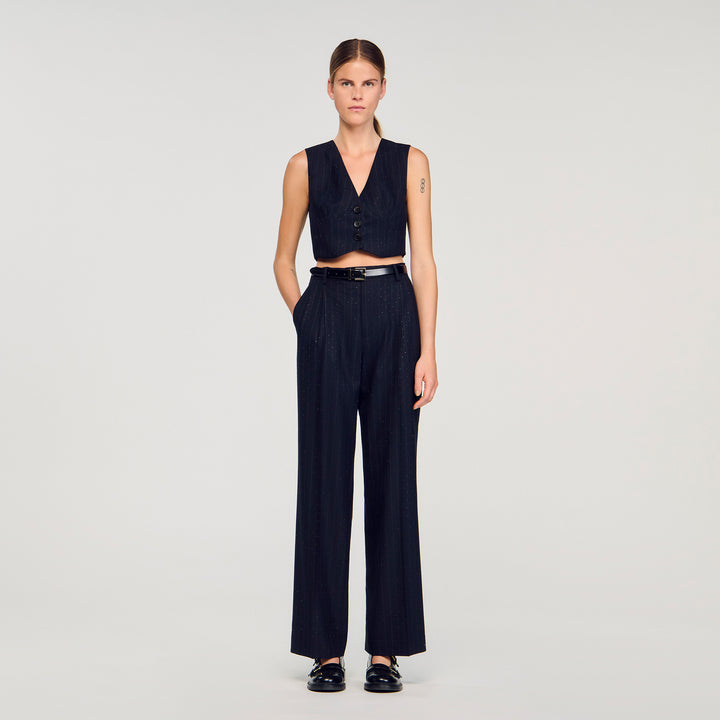 Pantalón a rayas con strass