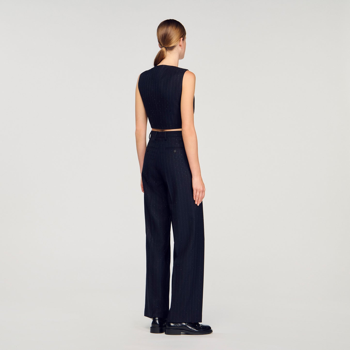 Pantalón a rayas con strass