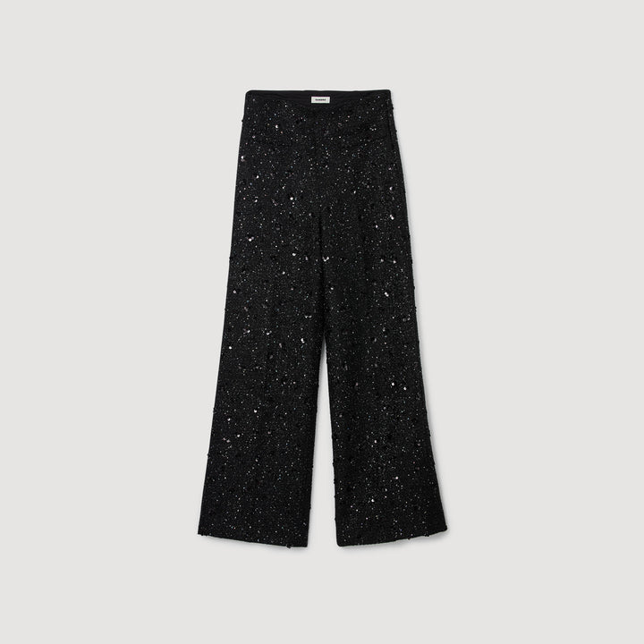 Pantalón de tweed con strass